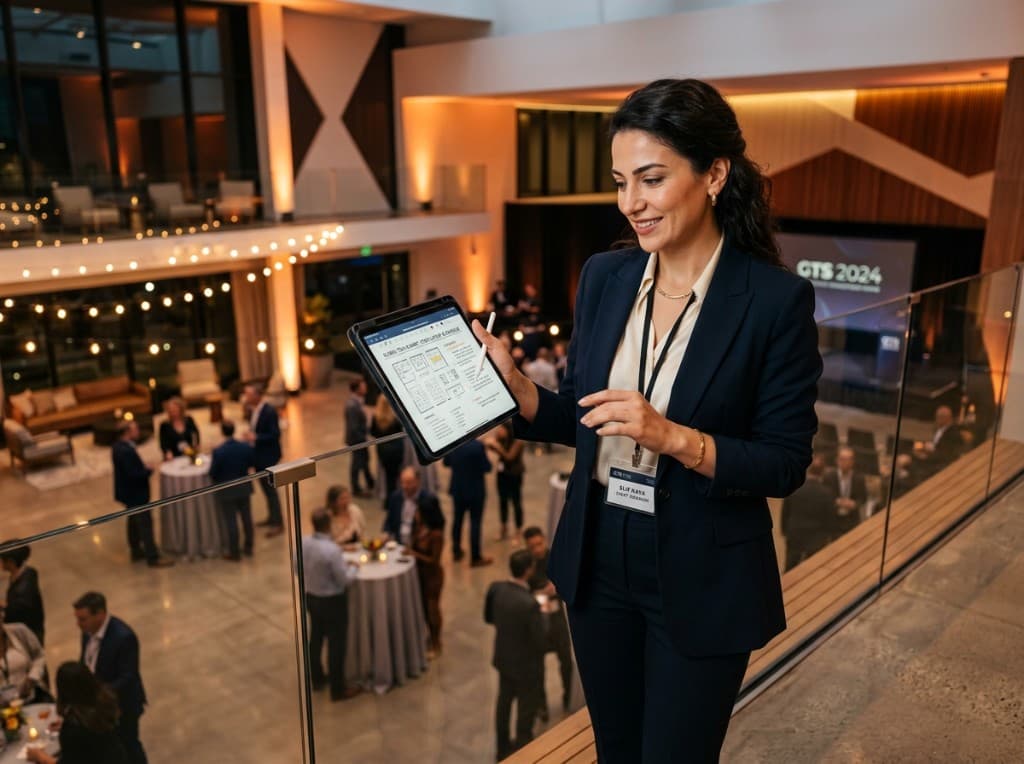 Tablet üzerinden etkinlik planını kontrol eden etkinlik yöneticisi